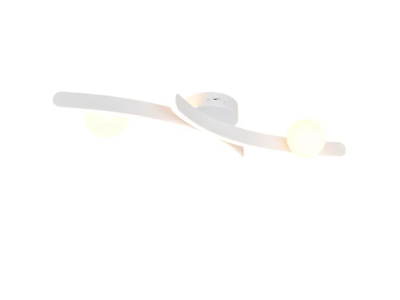Moderne LED Deckenleuchte NAPOLI Weiß, dimmbar mit 2 Glaskugeln, Breite 70cm