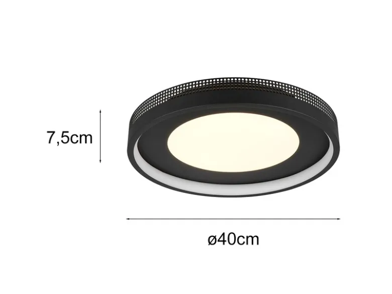 Moderne LED Deckenleuchte SOLEA getrennt schaltbar, Schwarz Ø 40cm