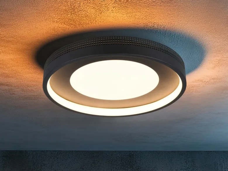 Moderne LED Deckenleuchte SOLEA getrennt schaltbar, Schwarz Ø 40cm