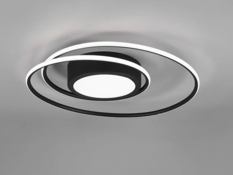 Moderne LED Deckenleuchte YAVA hell & dimmbar mit Fernbedienung, Schwarz Ø 60cm