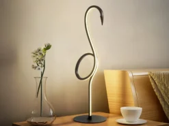 Moderne LED Deko Tischlampe FLAMINGO Schwarz, Höhe 50cm