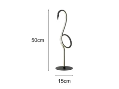 Moderne LED Deko Tischlampe FLAMINGO Schwarz, Höhe 50cm