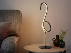 Moderne LED Deko Tischlampe FLAMINGO Schwarz, Höhe 50cm