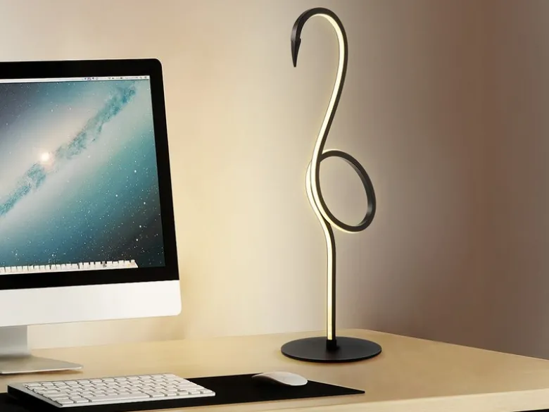 Moderne LED Deko Tischlampe FLAMINGO Schwarz, Höhe 50cm