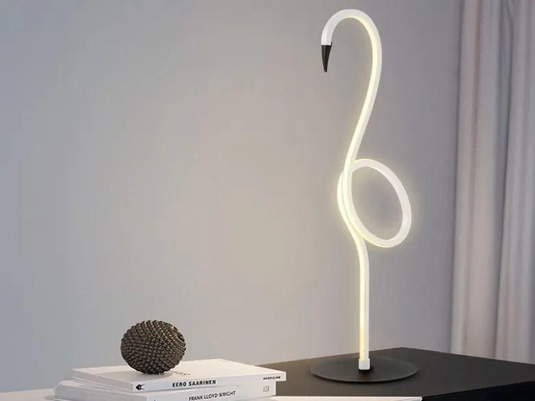 Moderne LED Deko Tischlampe FLAMINGO Weiß, Höhe 50cm