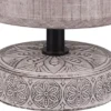 Moderne LED Keramik Tischleuchte Stofflampenschirm in Braun, Höhe 20cm