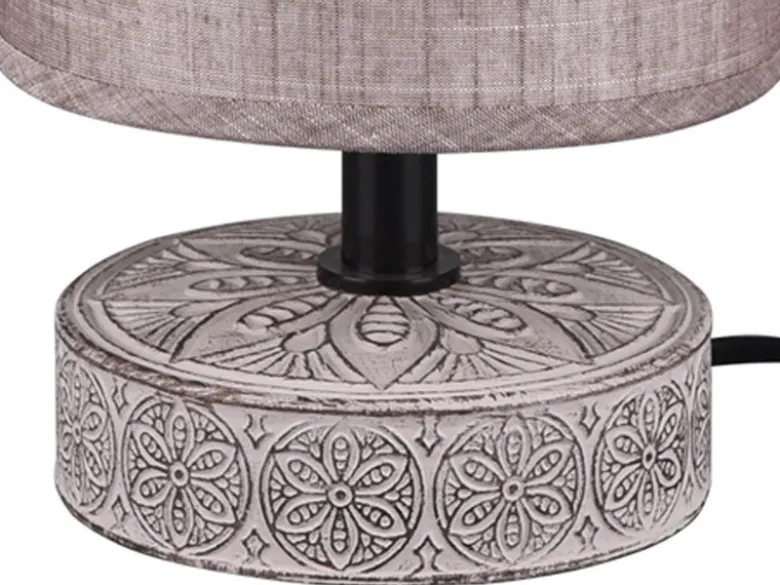 Moderne LED Keramik Tischleuchte Stofflampenschirm in Braun, Höhe 20cm