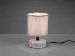 Moderne LED Keramik Tischleuchte Stofflampenschirm in Braun, Höhe 20cm