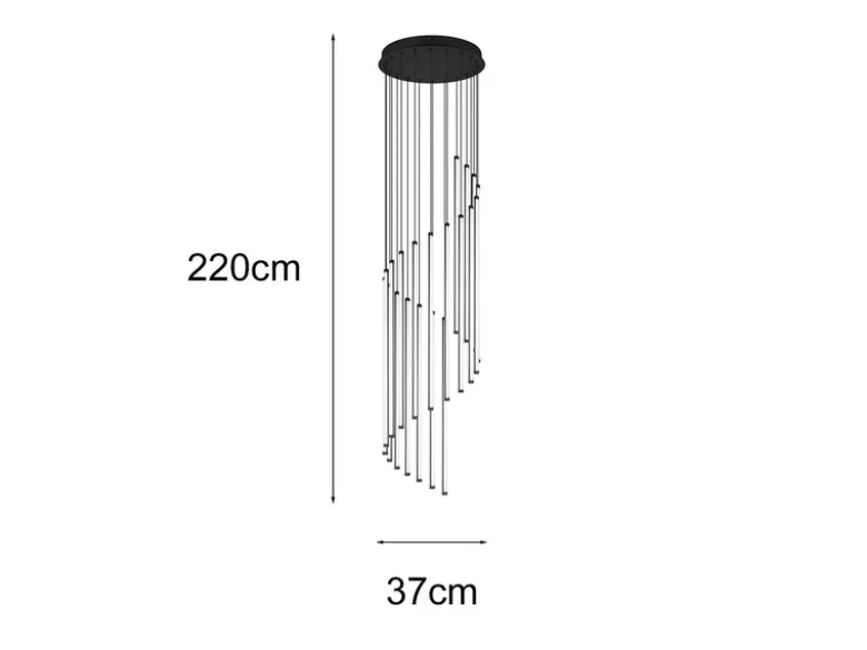 Moderne LED Pendelleuchte BAXTER dimmbar, extra lang, Schwarz, Höhe 220cm