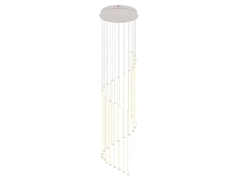 Moderne LED Pendelleuchte BAXTER dimmbar, extra lang, Hellgrau, Höhe 220cm