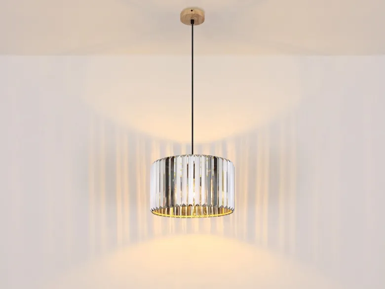 Moderne LED Pendelleuchte einflammig mit Rauchglas Kristall Ø 35cm