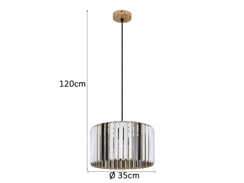 Moderne LED Pendelleuchte einflammig mit Rauchglas Kristall Ø 35cm