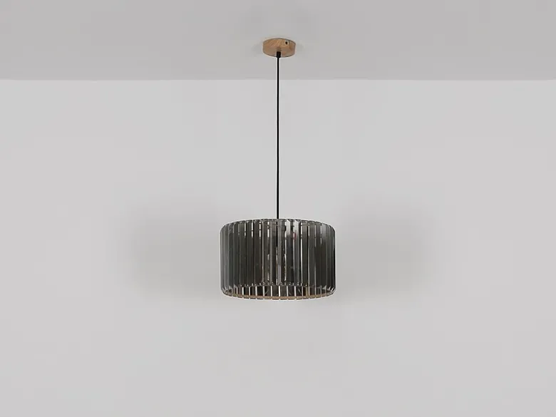 Moderne LED Pendelleuchte einflammig mit Rauchglas Kristall Ø 35cm