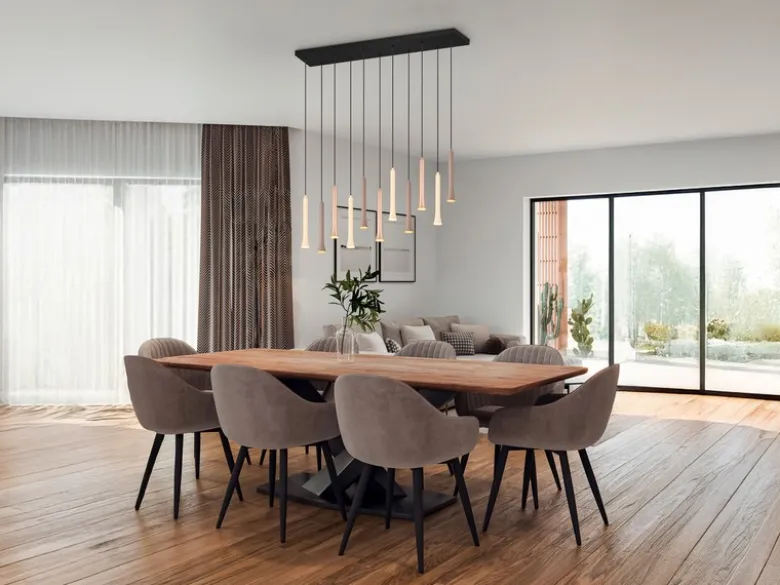 Moderne LED Pendelleuchte FIATO dimmbar 11-flammig mehrfarbig, Breite 115cm