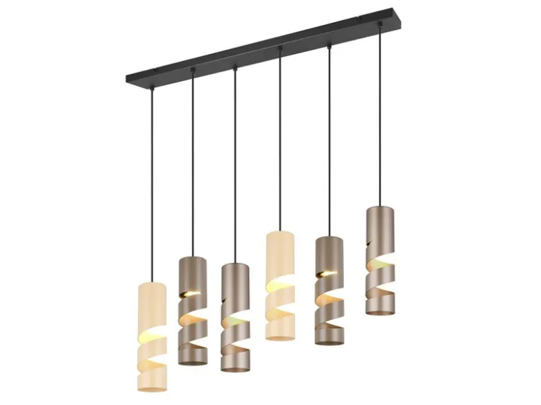 Moderne LED Pendelleuchte 6-flammig aus Metall in Coffee Tönen, B:100cm