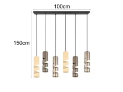 Moderne LED Pendelleuchte 6-flammig aus Metall in Coffee Tönen, B:100cm