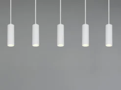 Moderne LED Pendelleuchte 5-flammig aus Metall Weiß, Breite 85cm