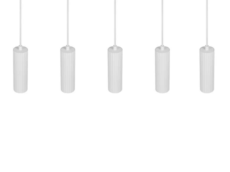 Moderne LED Pendelleuchte 5-flammig aus Metall Weiß, Breite 85cm