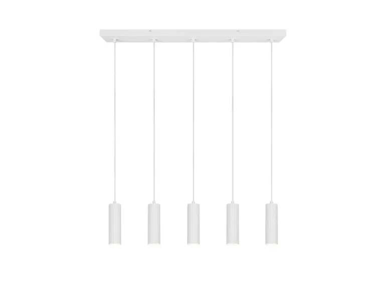 Moderne LED Pendelleuchte 5-flammig aus Metall Weiß, Breite 85cm