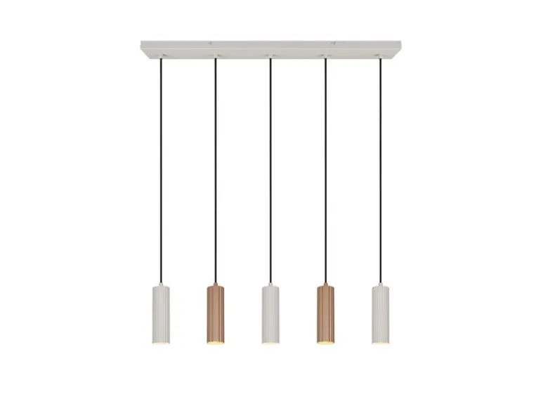 Moderne LED Pendelleuchte 5-flammig aus Metall Grau & Coffee, Breite 85cm