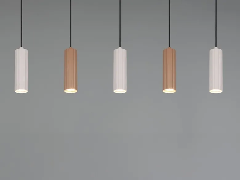 Moderne LED Pendelleuchte 5-flammig aus Metall Grau & Coffee, Breite 85cm