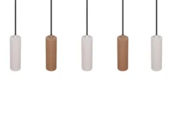 Moderne LED Pendelleuchte 5-flammig aus Metall Grau & Coffee, Breite 85cm