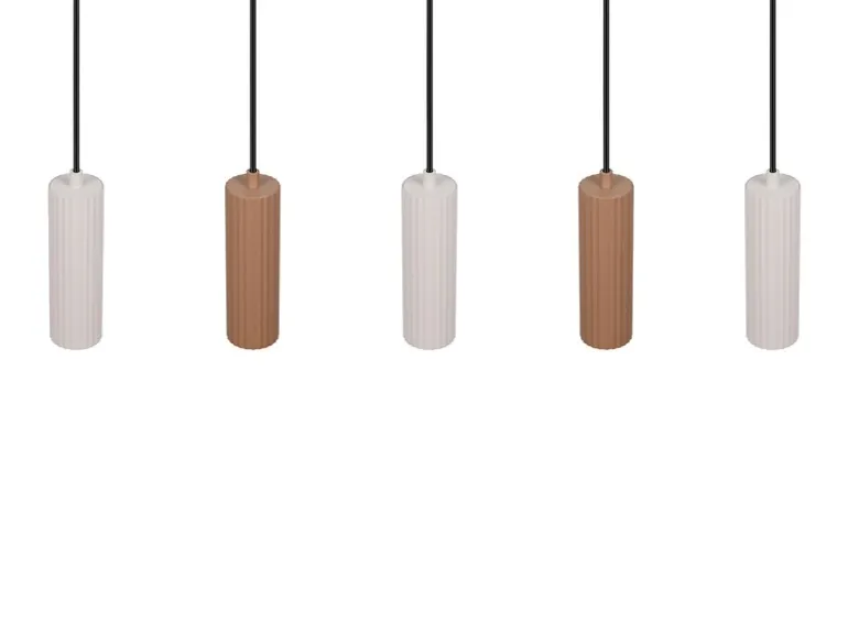Moderne LED Pendelleuchte 5-flammig aus Metall Grau & Coffee, Breite 85cm