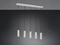 Moderne LED Pendelleuchte 5-flammig aus Metall Hellgrau, Breite 85cm