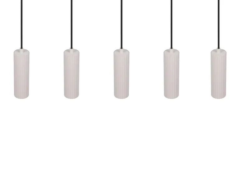 Moderne LED Pendelleuchte 5-flammig aus Metall Hellgrau, Breite 85cm