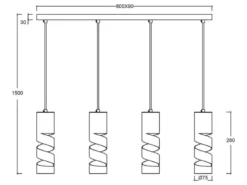 Moderne LED Pendelleuchte 4-flammig aus Metall in Weiß, Breite 80cm