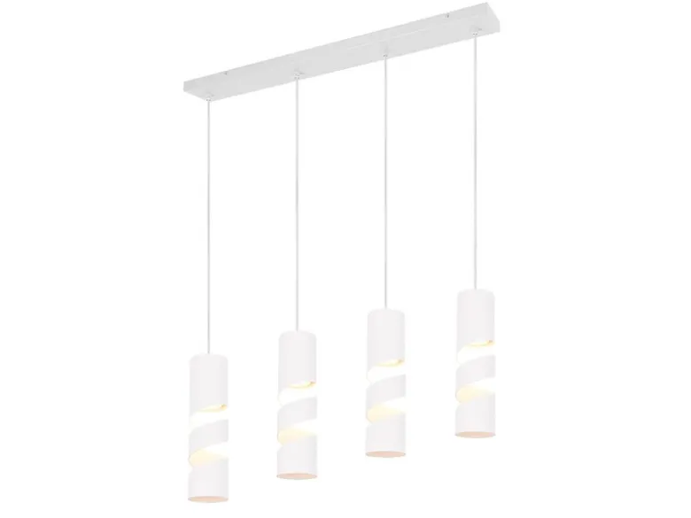 Moderne LED Pendelleuchte 4-flammig aus Metall in Weiß, Breite 80cm