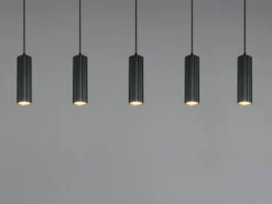 Moderne LED Pendelleuchte 5-flammig aus Metall Schwarz, Breite 85cm