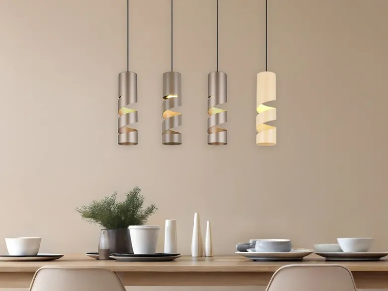 Moderne LED Pendelleuchte 4-flammig aus Metall in Coffee Tönen, B: 80cm