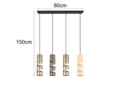 Moderne LED Pendelleuchte 4-flammig aus Metall in Coffee Tönen, B: 80cm