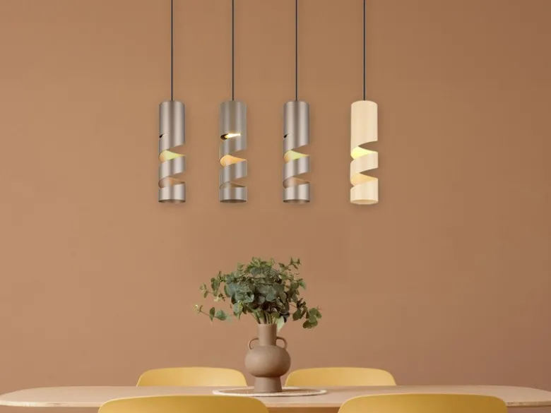 Moderne LED Pendelleuchte 4-flammig aus Metall in Coffee Tönen, B: 80cm