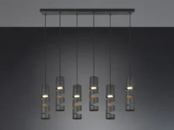 Moderne LED Pendelleuchte 6-flammig aus Metall in Schwarz, B:100cm