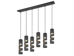 Moderne LED Pendelleuchte 6-flammig aus Metall in Schwarz, B:100cm