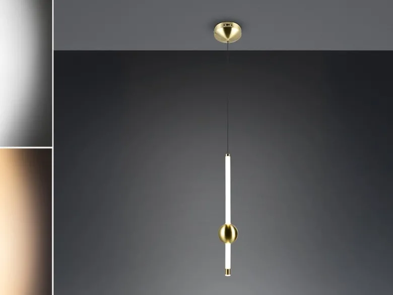 Moderne LED Pendelleuchte MELITA 1-flammig, dimmbar, Metall Messing Ø 13cm