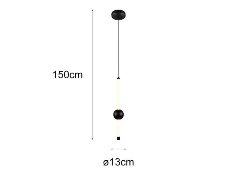 Moderne LED Pendelleuchte MELITA 1-flammig, dimmbar, Metall Schwarz Ø 13cm