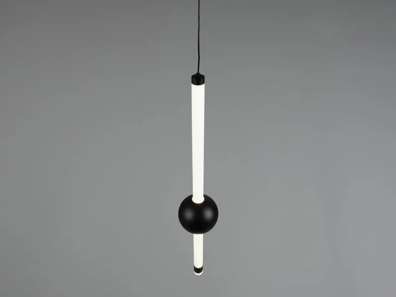 Moderne LED Pendelleuchte MELITA 1-flammig, dimmbar, Metall Schwarz Ø 13cm