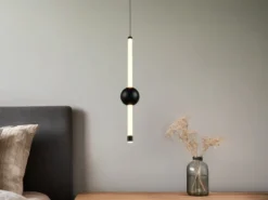 Moderne LED Pendelleuchte MELITA 1-flammig, dimmbar, Metall Schwarz Ø 13cm