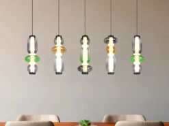 Moderne LED Pendelleuchte MINERVA 5-flammig, höhenverstellbar, Breite 100cm