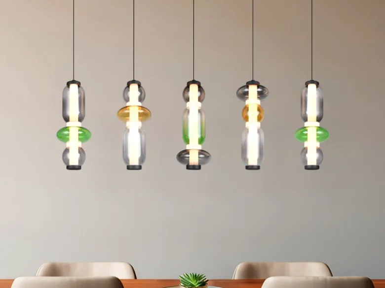 Moderne LED Pendelleuchte MINERVA 5-flammig, höhenverstellbar, Breite 100cm