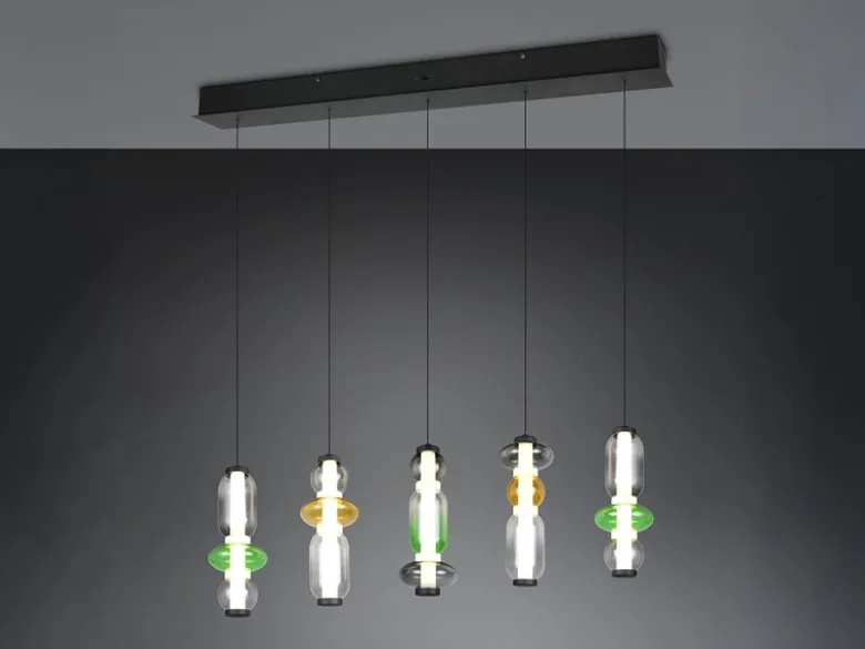 Moderne LED Pendelleuchte MINERVA 5-flammig, höhenverstellbar, Breite 100cm