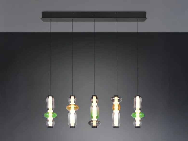 Moderne LED Pendelleuchte MINERVA 5-flammig, höhenverstellbar, Breite 100cm