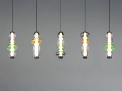 Moderne LED Pendelleuchte MINERVA 5-flammig, höhenverstellbar, Breite 100cm