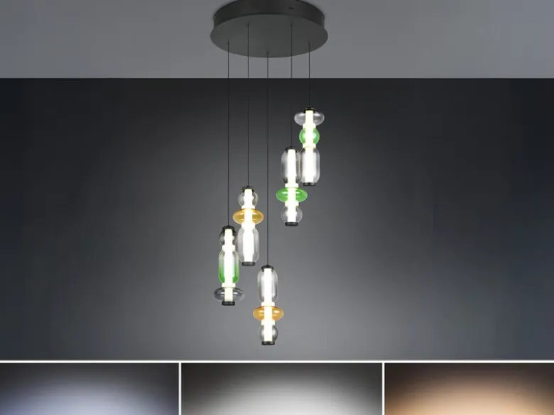 Moderne LED Pendelleuchte MINERVA 5-flammig, höhenverstellbar Ø 42cm