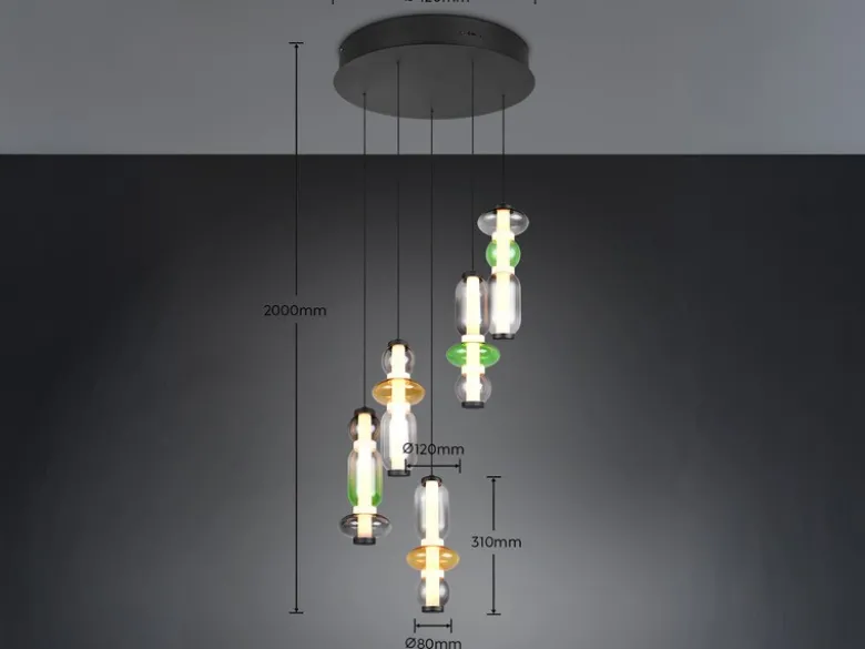 Moderne LED Pendelleuchte MINERVA 5-flammig, höhenverstellbar Ø 42cm