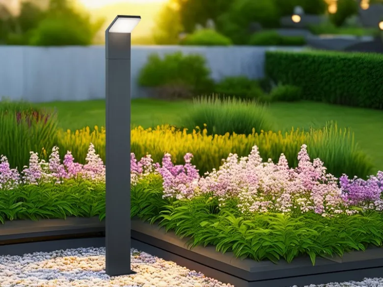 Moderne LED Pfostenleuchte 2er SET aus ALU in anthrazit, IP54, Höhe 100 cm