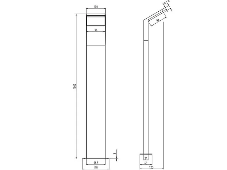 Moderne LED Pfostenleuchte 2er SET aus ALU in anthrazit, IP54, Höhe 100 cm